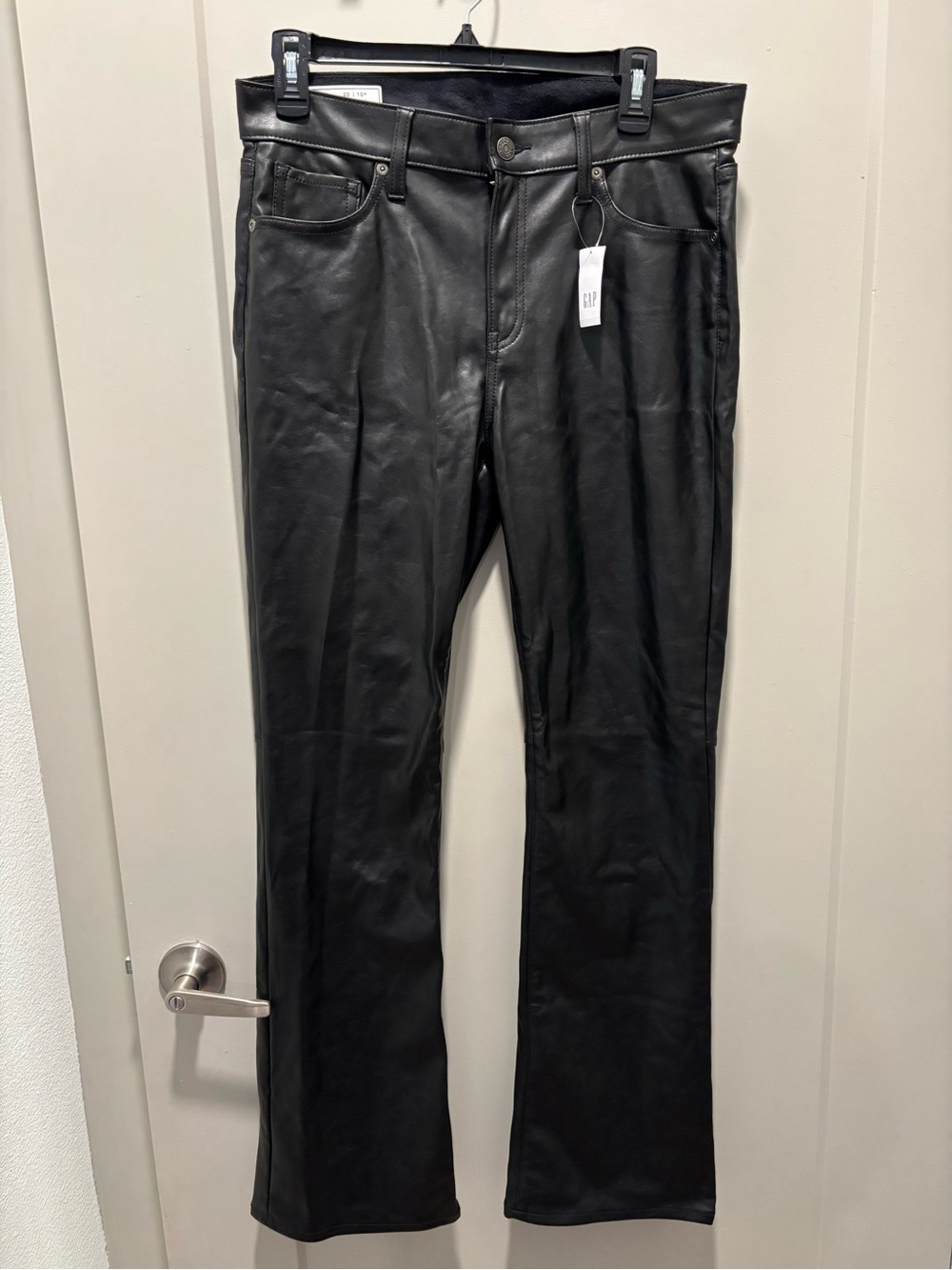GAP Black Faux Leather Straight-Leg Pants